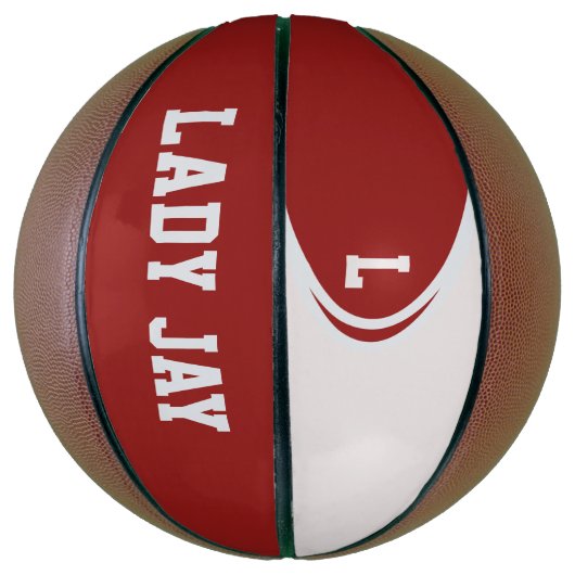 Rood en wit gepersonaliseerd basketbal (Verticaal)