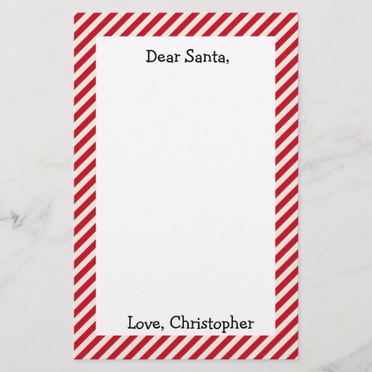 Rood en wit Gepersonaliseerd Beste Santa Letter Briefpapier (Voorkant)