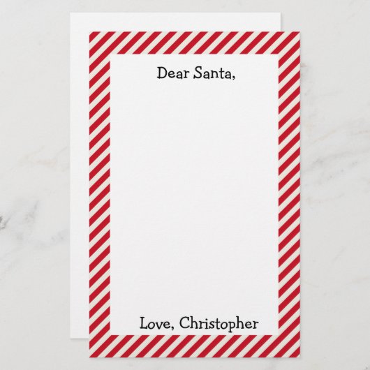 Rood en wit Gepersonaliseerd Beste Santa Letter Briefpapier (Voorkant / Achterkant)