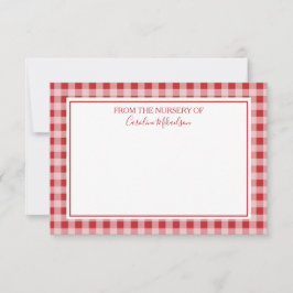 Rood en Wit Gepersonaliseerd Gingham Patroon Bedankkaart
