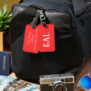 Rood en wit gepersonaliseerd Monogram Bagagelabel