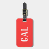 Rood en wit gepersonaliseerd Monogram Bagagelabel (Voorkant verticaal)