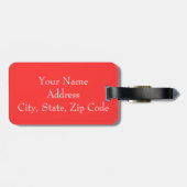 Rood en wit gepersonaliseerd Monogram Bagagelabel (Achterkant horizontaal)