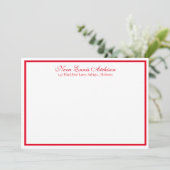 Rood en wit, gepersonaliseerd vlak notiecard kaart (Staand voorkant)