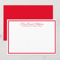 Rood en wit, gepersonaliseerd vlak notiecard