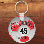 Rood en wit gepersonaliseerd Voetbal Sleutelhanger (Voorkant)