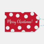 Rood en wit gepersonaliseerde Polka Dots Kerstmis Cadeaulabel (Voorkant (Horizontaal))