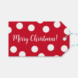 Rood en wit gepersonaliseerde Polka Dots Kerstmis Cadeaulabel