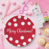 Rood en wit gepersonaliseerde Polka Dots Kerstmis Papieren Bordje (Feest)
