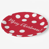 Rood en wit gepersonaliseerde Polka Dots Kerstmis Papieren Bordje (Gekanteld)