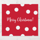 Rood en wit gepersonaliseerde Polka Dots Kerstmis Sparkling Wijnetiket (Enkel label)