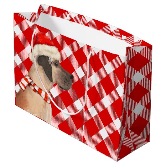 Rood en wit geplakt met geweldige Dane Dog-kerst Groot Cadeauzakje (Achterkant Gekanteld)