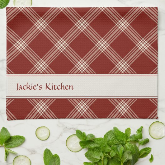 Rood en wit geplakt theedoek (Gevouwen)