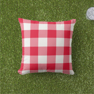 Rood en wit geruit Buffalo Plaid Buitenkussen