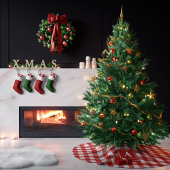Rood en wit geruit geblokt monogram kerstboom rok