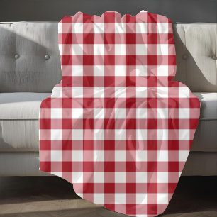 Rood en wit geruit gingham patroon fleece deken