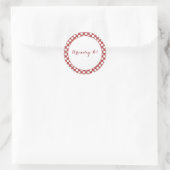 Rood en wit geruit Gingham Ronde Sticker (Tas)