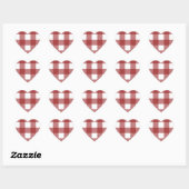 Rood en wit geruit hart sticker (Vel)