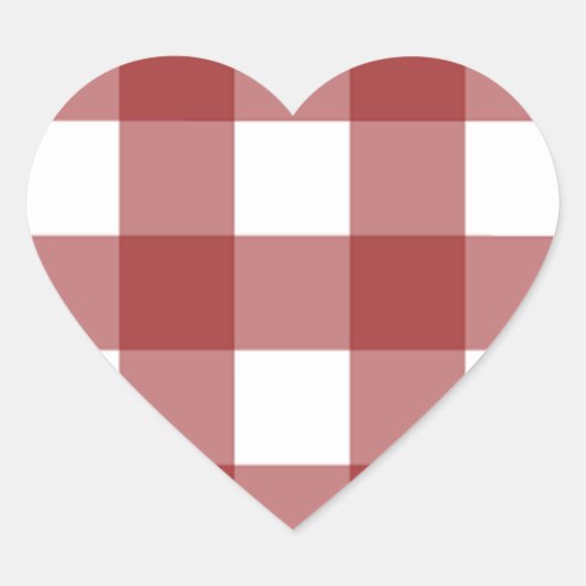 Rood en wit geruit hart sticker (Voorkant)