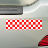 Rood en wit geruit patroon bumpersticker (Op auto)