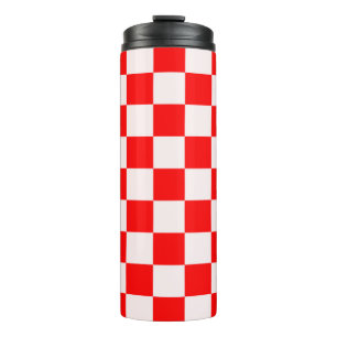 Rood en wit geruit patroon thermosbeker