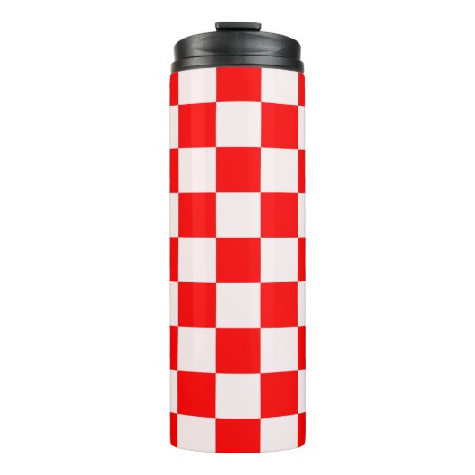 Rood en wit geruit patroon thermosbeker (Voorkant)