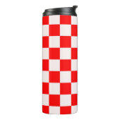 Rood en wit geruit patroon thermosbeker (Gedraaid links)