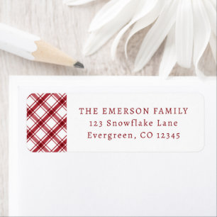 Rood en wit geruit Retouradreslabel Etiket