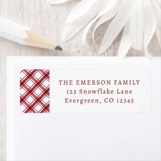 Rood en wit geruit Retouradreslabel Etiket (Insitu)
