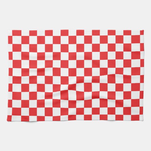 Rood en wit geruite keukenhanddoek (Horizontaal)