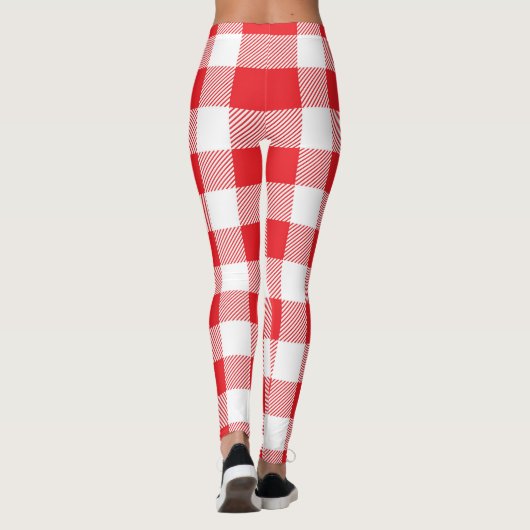 Rood en wit geruite Leggings voor vrouwen (Achterkant)
