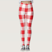 Rood en wit geruite Leggings voor vrouwen (Voorkant)