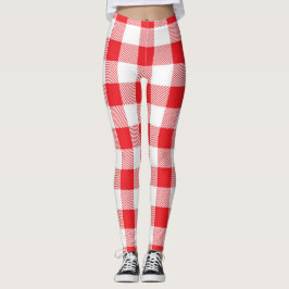 Rood en wit geruite Leggings voor vrouwen