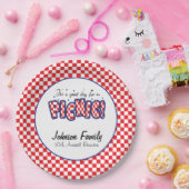 Rood en wit Geruite vierkanten | Picknick Papieren Bordje (Feest)