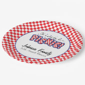 Rood en wit Geruite vierkanten | Picknick Papieren Bordje (Gekanteld)