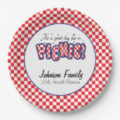 Rood en wit Geruite vierkanten | Picknick Papieren Bordje (Voorkant)