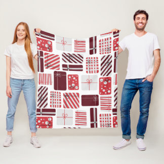 Rood en wit geschenkdozen Naadloos patroon Fleece Deken
