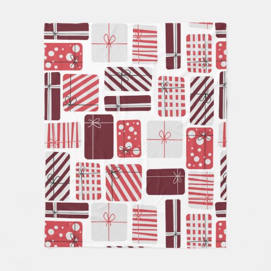 Rood en wit geschenkdozen Naadloos patroon Fleece Deken (Voorkant)