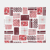 Rood en wit geschenkdozen Naadloos patroon Fleece Deken (Voorkant (Horizontaal))