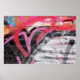 Rood en wit geschilderde wand poster