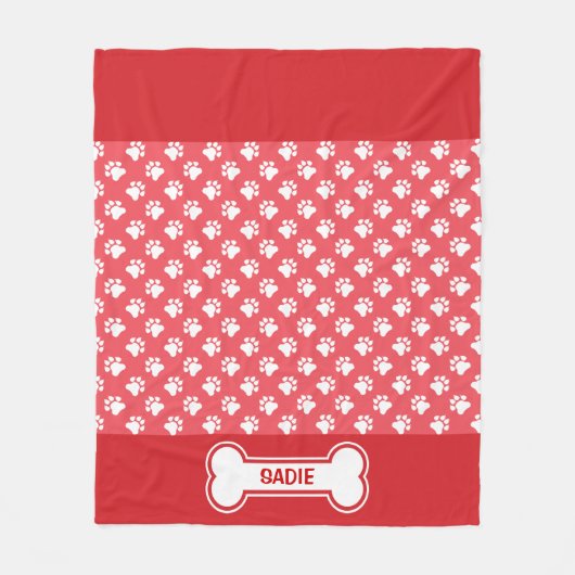 Rood en wit geslepen en bonen met naam fleece deken (Voorkant)