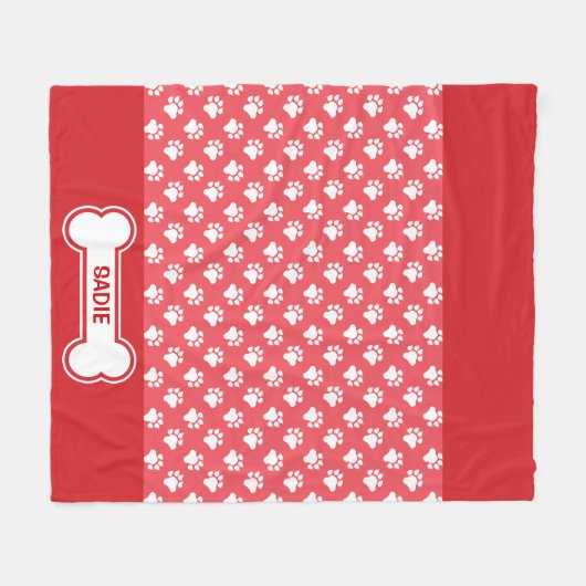 Rood en wit geslepen en bonen met naam fleece deken (Voorkant (Horizontaal))