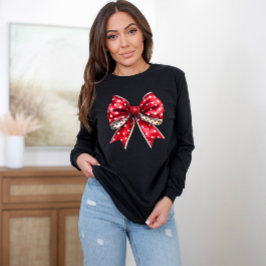 Rood en wit gestippelde boog t-shirt