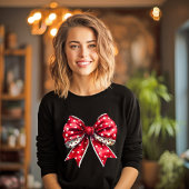 Rood en wit gestippelde boog t-shirt