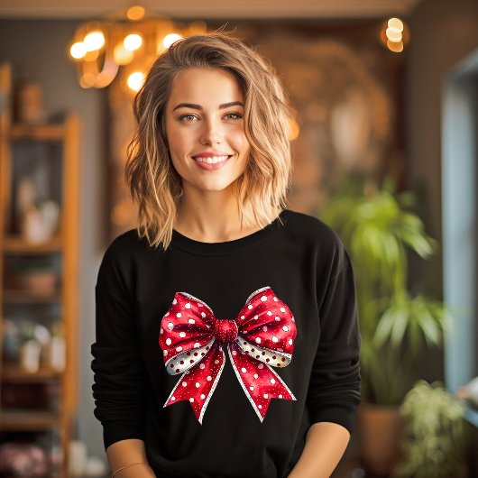 Rood en wit gestippelde boog t-shirt