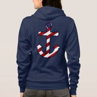 Rood en wit gestreept Anchor Zip Hoodie Sweatshirt