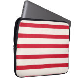 Rood en Wit Gestreept Douchegordijn Laptop Sleeve (Voorkant Rechts)