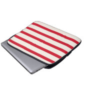 Rood en Wit Gestreept Douchegordijn Laptop Sleeve (Voorkant onderkant)