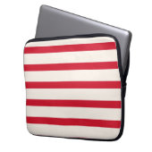 Rood en Wit Gestreept Douchegordijn Laptop Sleeve (Voorkant Links)