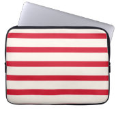 Rood en Wit Gestreept Douchegordijn Laptop Sleeve (Voorkant)